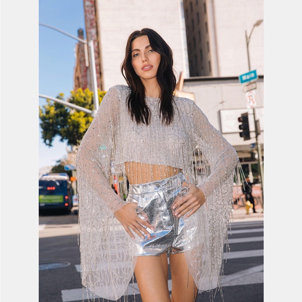 Silver Fringe Embelished Top